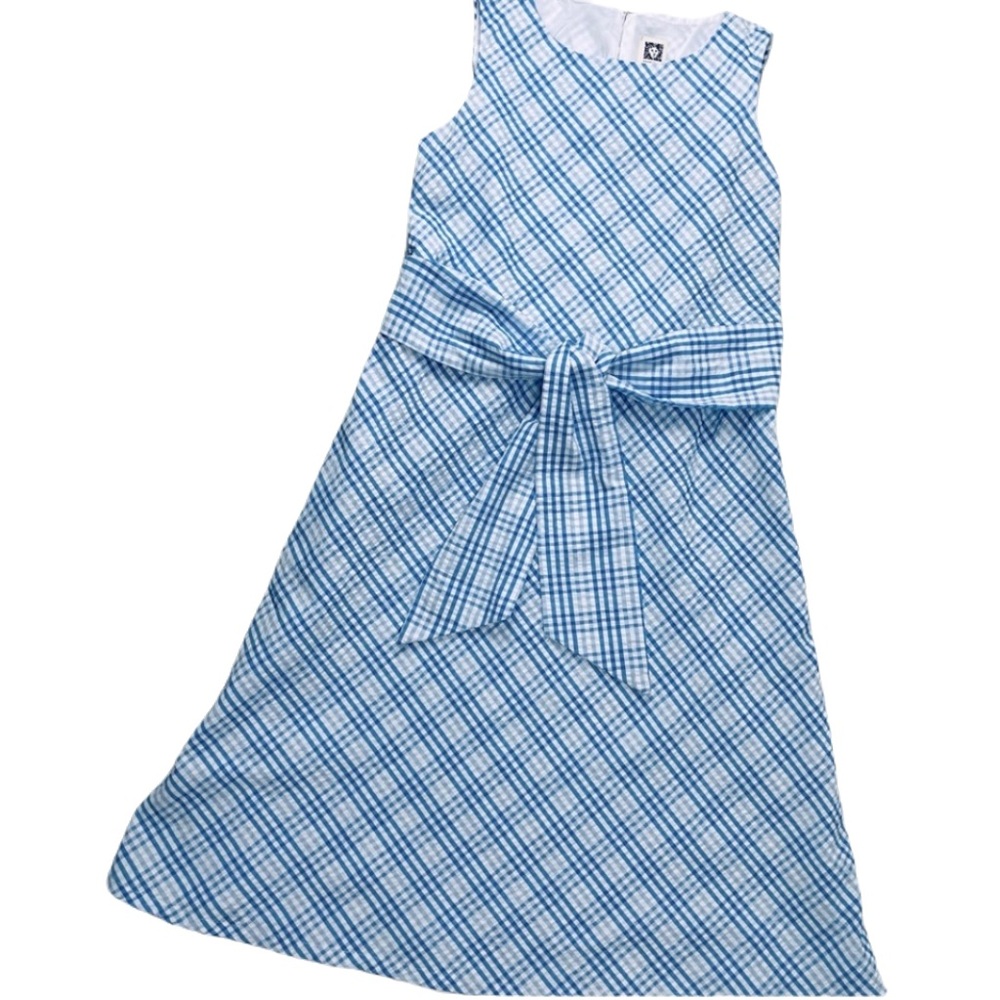 Anne Klein Plaid Seersucker Sleeveless Dress
